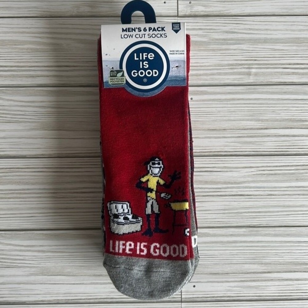 New Men’s Life is Good 6 pack low cut socks   She size 6-12.5